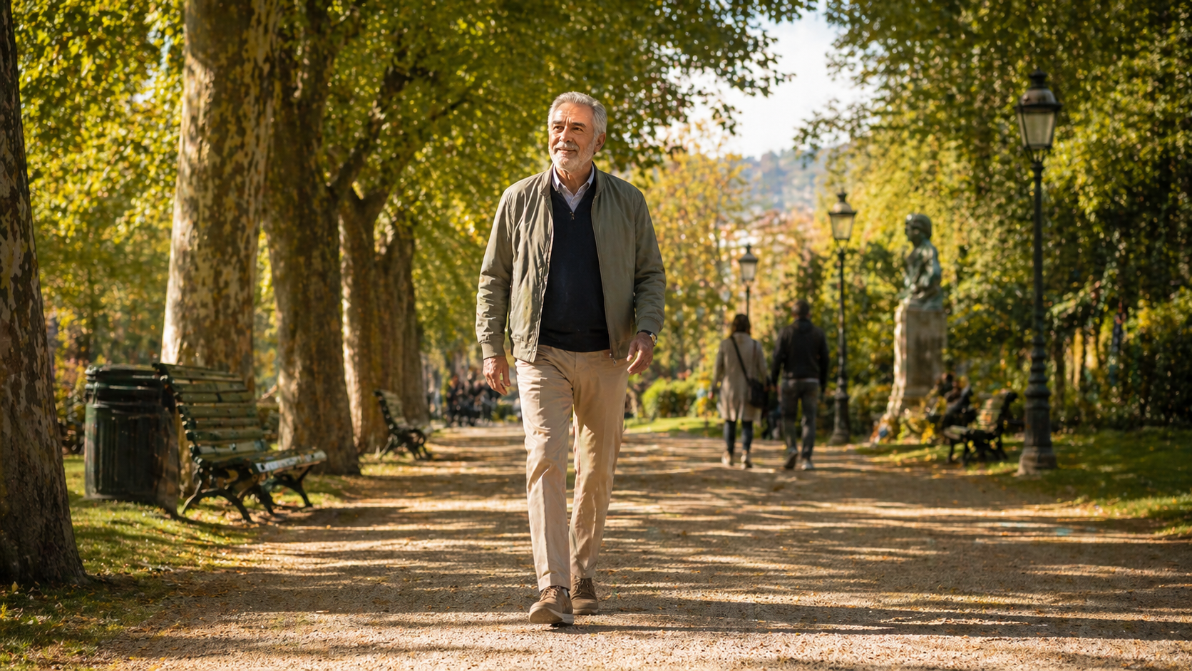 Roberto cammina sicuro al parco senza zoppicare
